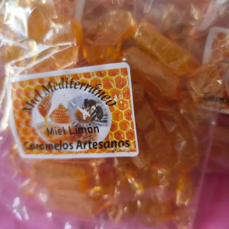 CARAMELOSARTESANALES  MIEL NATURAL Y LIMÓN. MIEL MEDITERRÁNEA. 100 GR