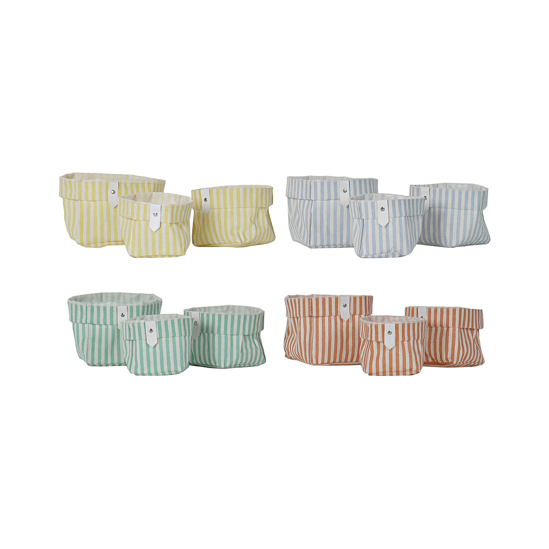 SET 3 CESTAS CUADRADAS RAYAS AMARILLAS